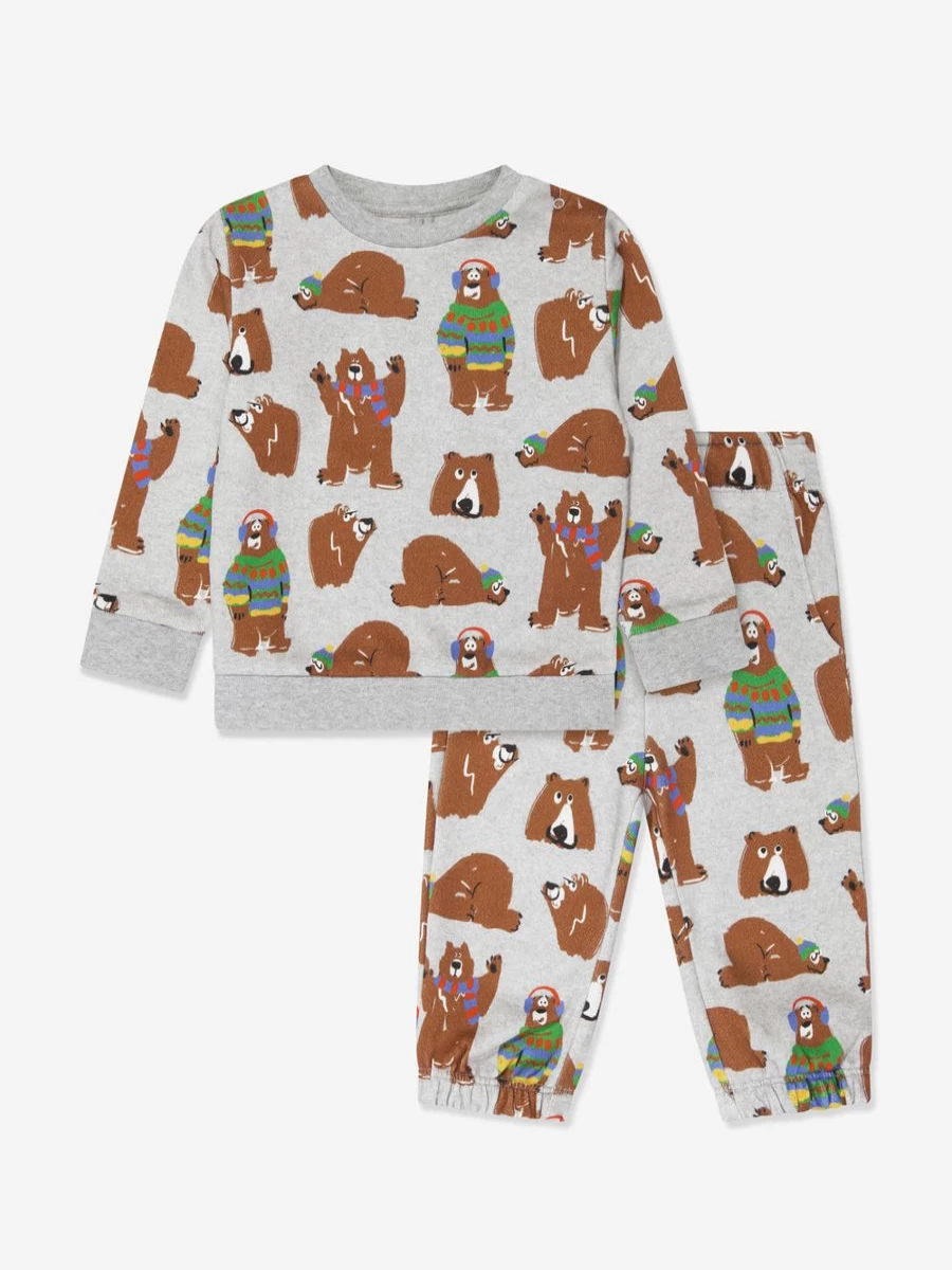 Stella McCartney Kids Boys Grey Bear Print Tracksuit for Toddlers