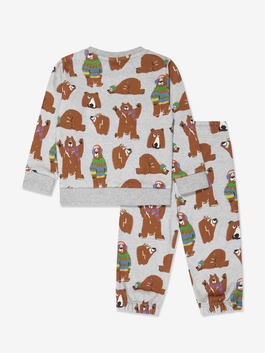 Stella McCartney Kids Boys Grey Bear Print Tracksuit for Toddlers