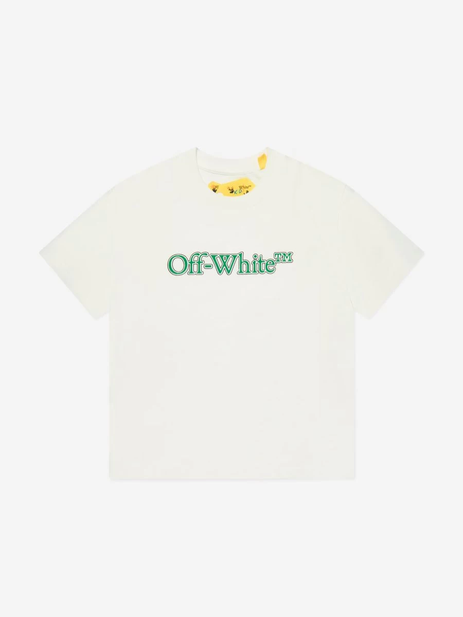 Off-White Boys' Big Bookish Graphic White T-Shirt
