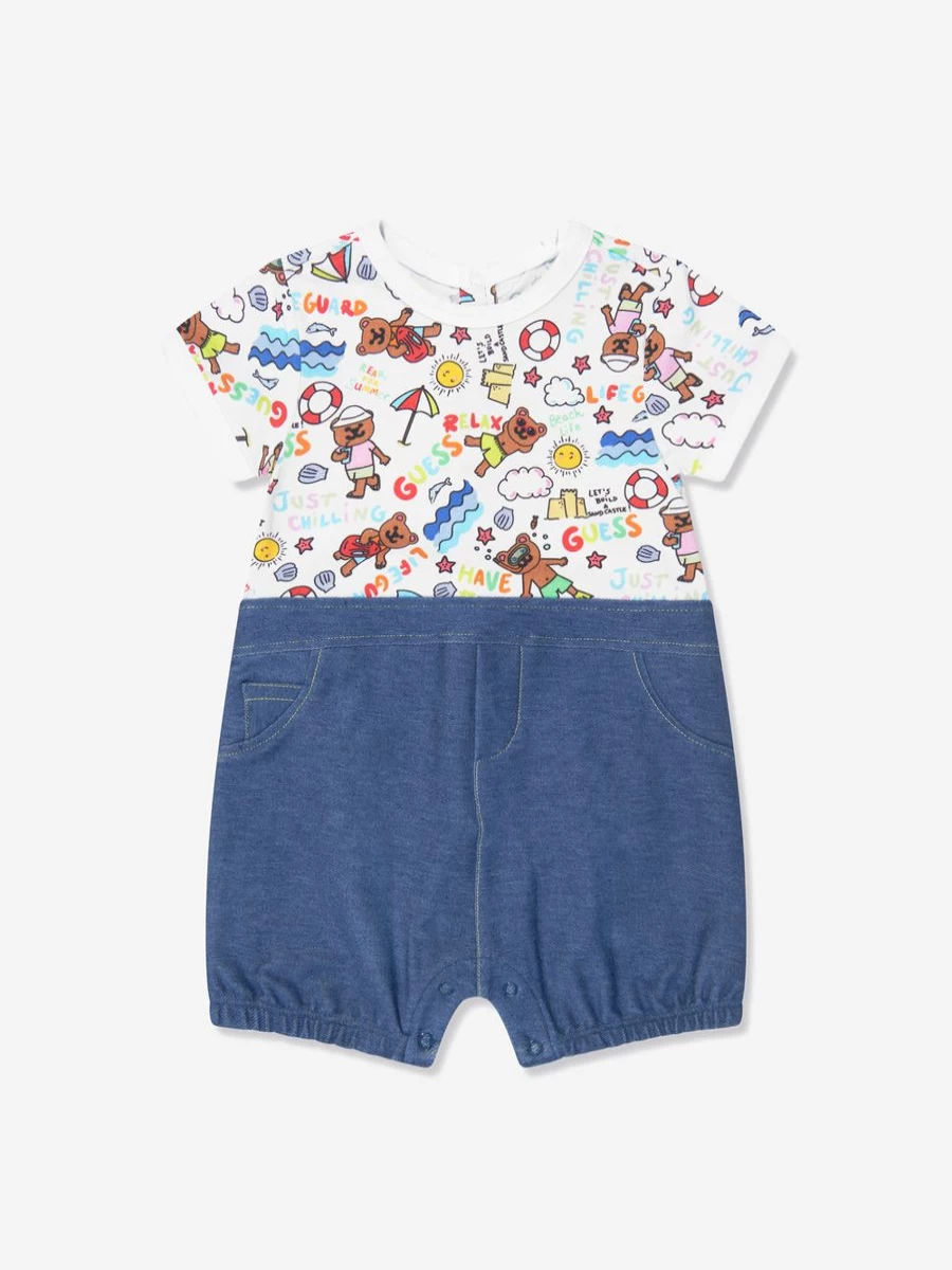 Guess Baby Girls Summer Shortsleeve Romper - Colorful Striped Outfit for Toddlers