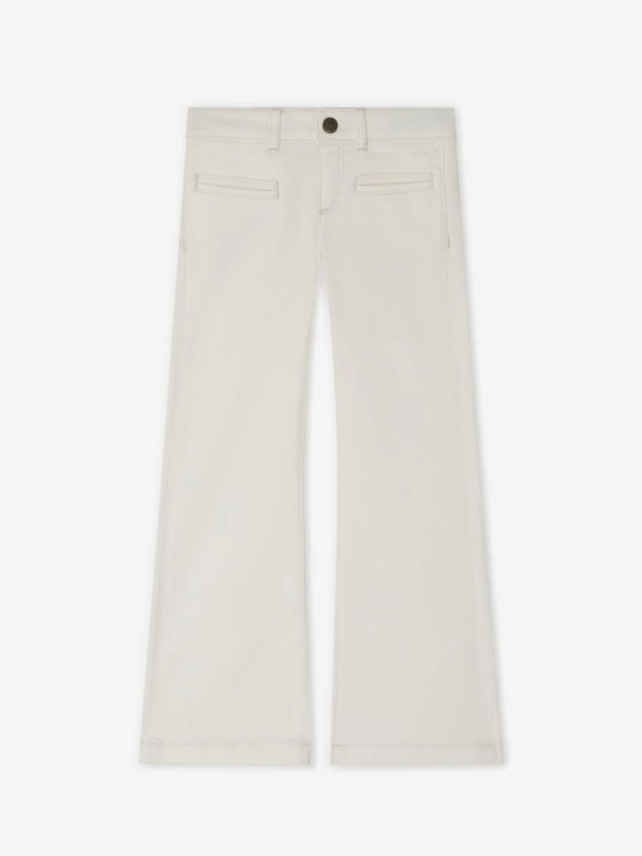 Bonpoint Girls' Bestie Wide Leg White Jeans for Kids