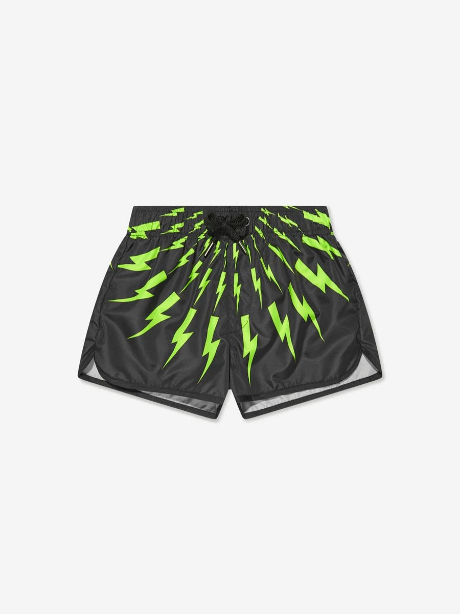 Neil Barrett Teen Boys' Black Thunderbolt Swim Shorts