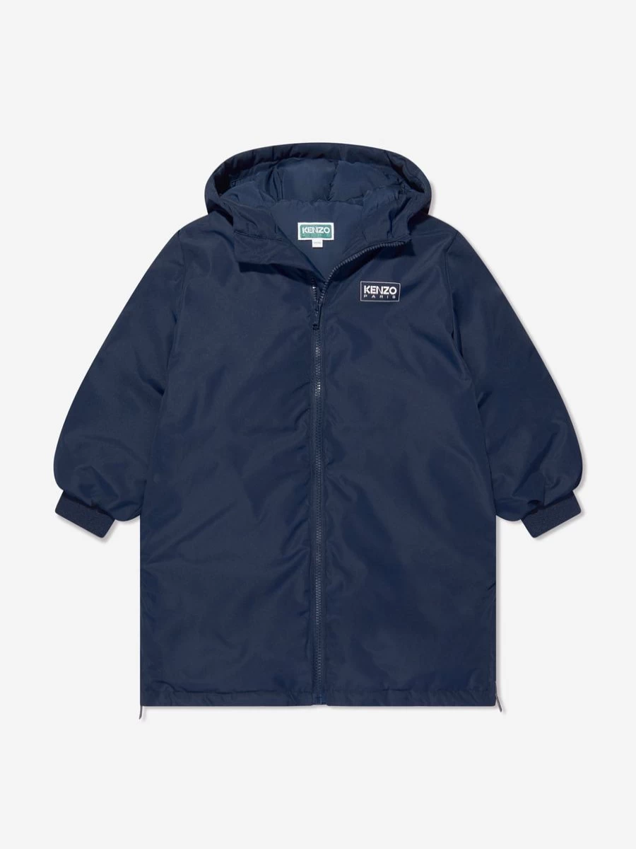 KENZO KIDS Boys Navy Blue Down Padded Jacket for Winter Warmth