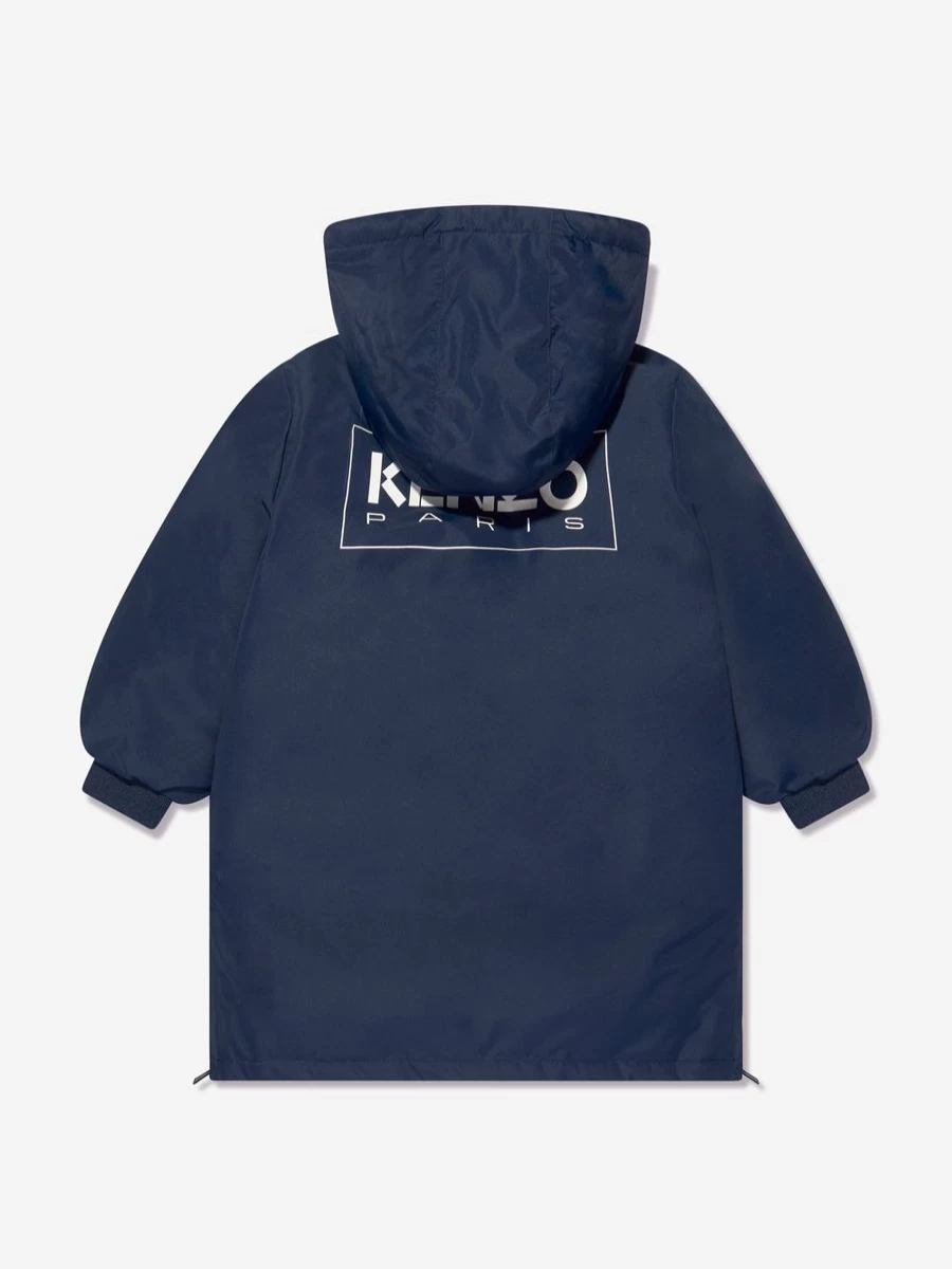 KENZO KIDS Boys Navy Blue Down Padded Jacket for Winter Warmth