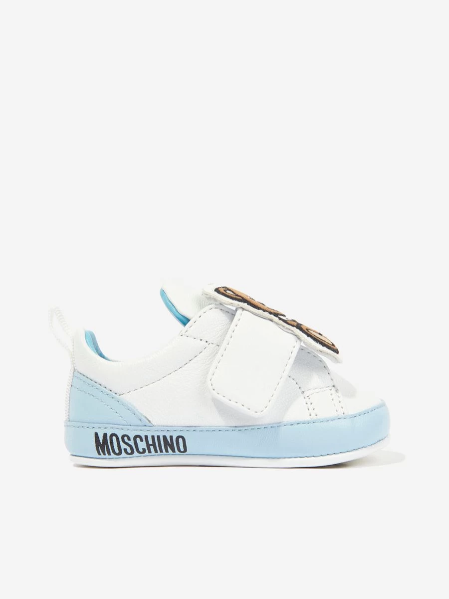 Moschino Kids Baby Boys White Leather Pre-Walker Shoes First Walking Trainers