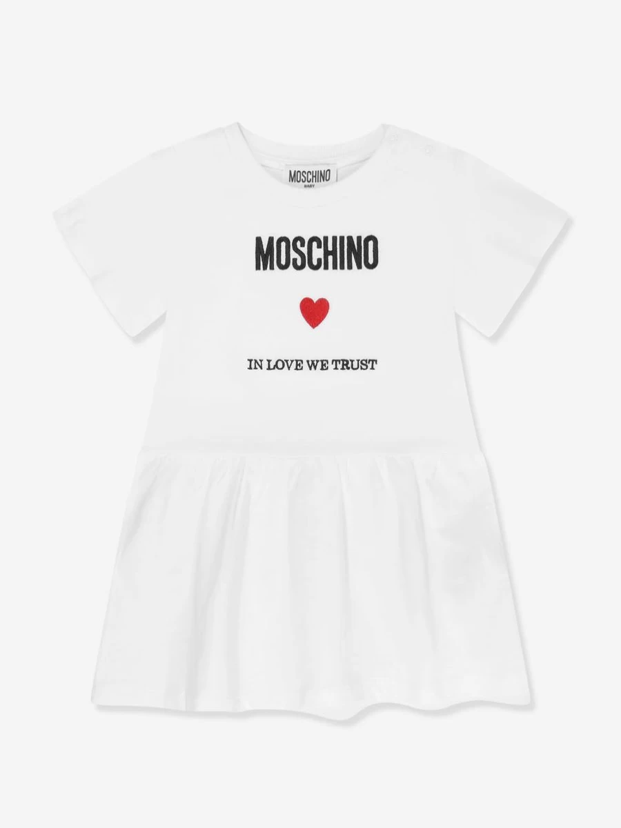Moschino Kids Baby Girls White Logo Jersey Dress
