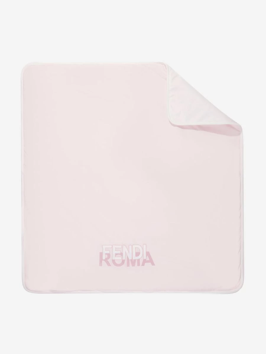 Fendi Kids Baby Girls Pink Logo Embroidered Padded Blanket 80cm Soft Plush Nursery Throw