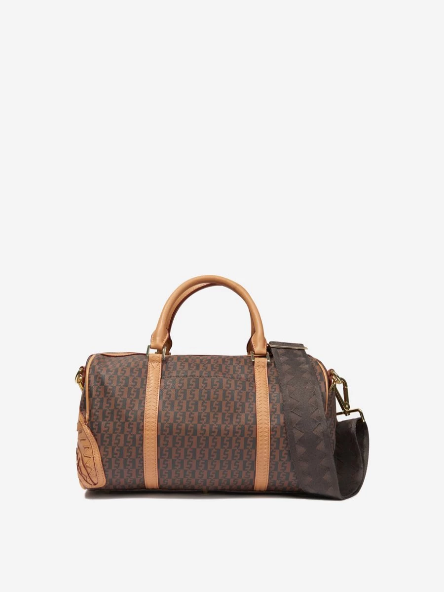 Sprayground Girls Mini Duffle Bag - Brown Infiniti Money Check Design for Kids
