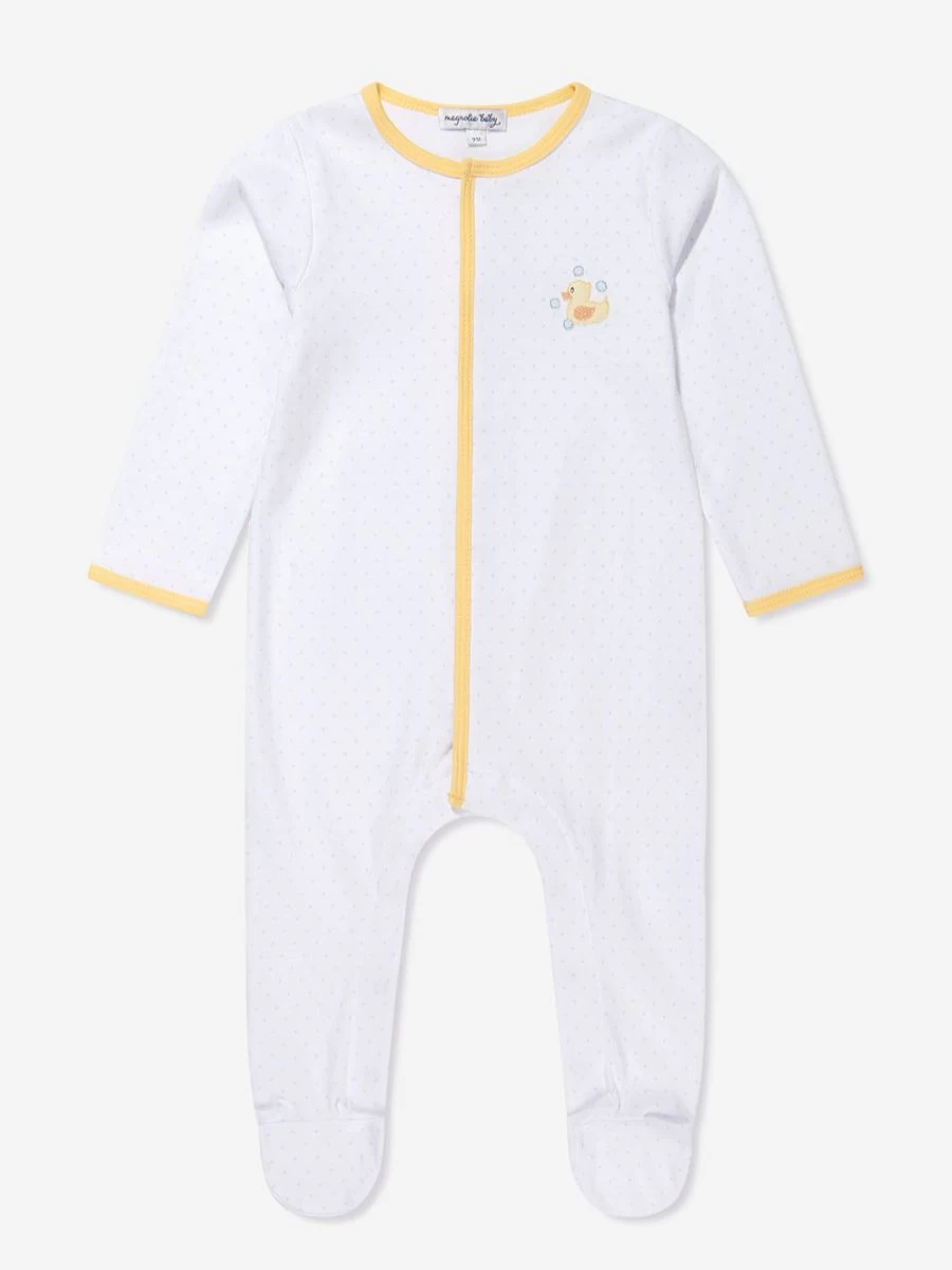 Magnolia Baby Girls' White Embroidered Rubber Ducky Babygrow
