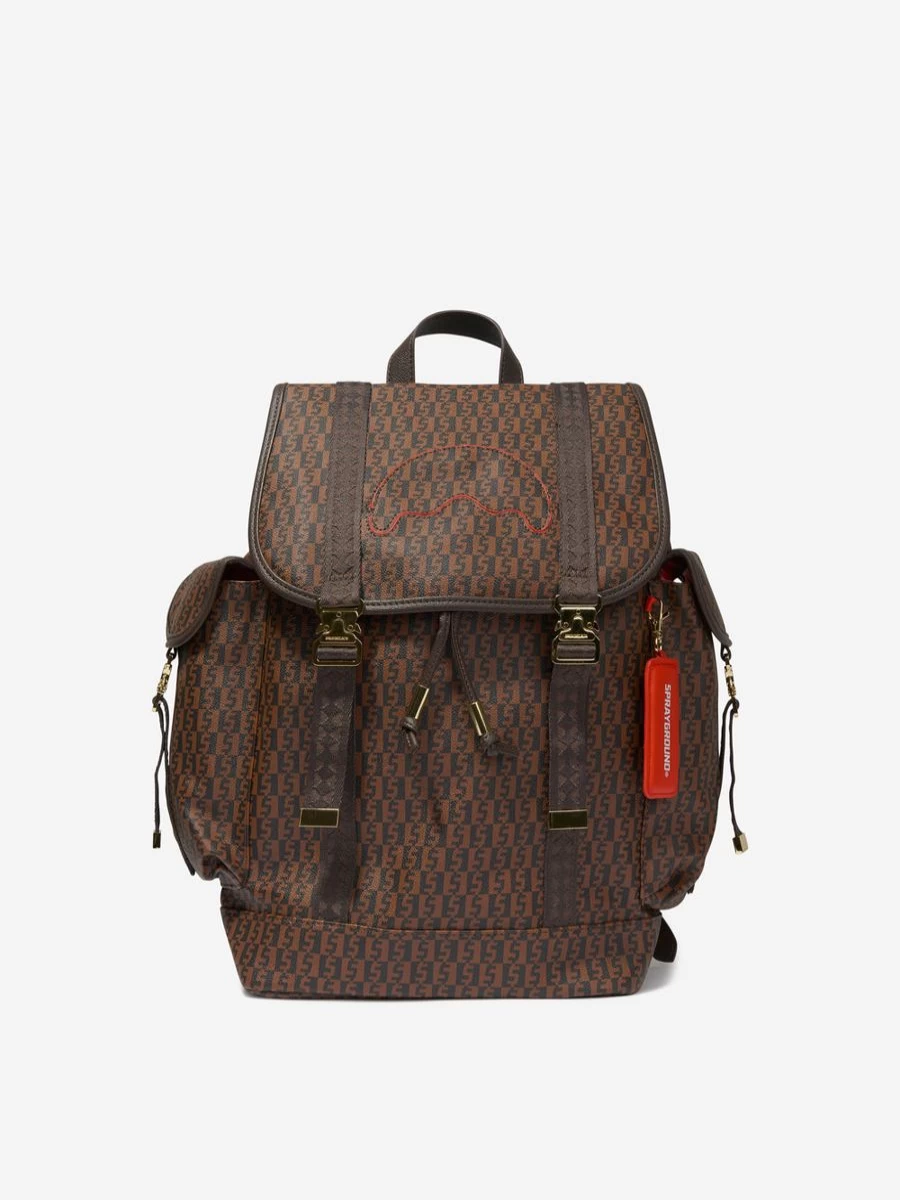 Sprayground Girls' Money Check Monte Carlo Backpack in Brown for Kids