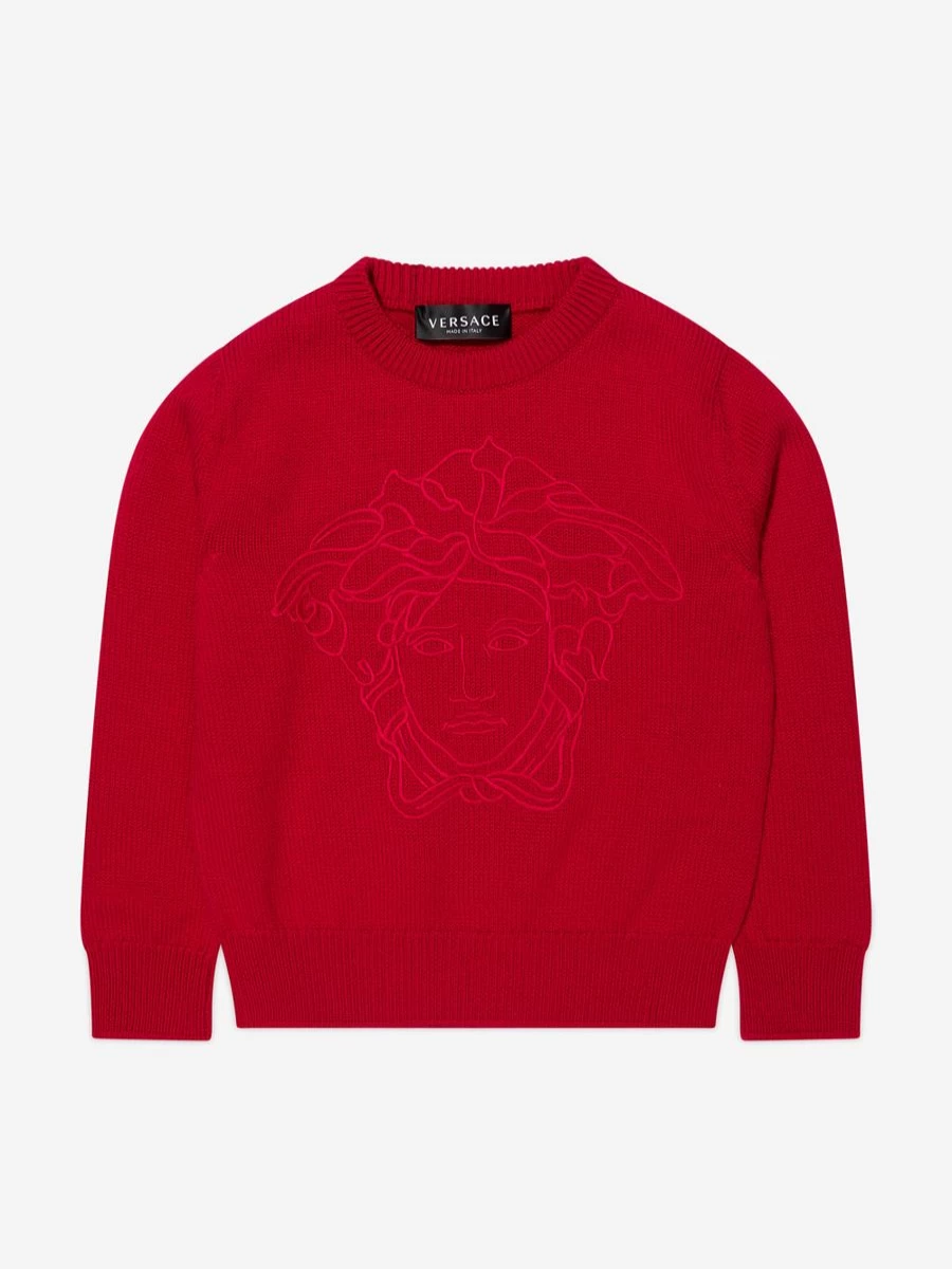 Versace Girls Red Medusa Knitted Sweater