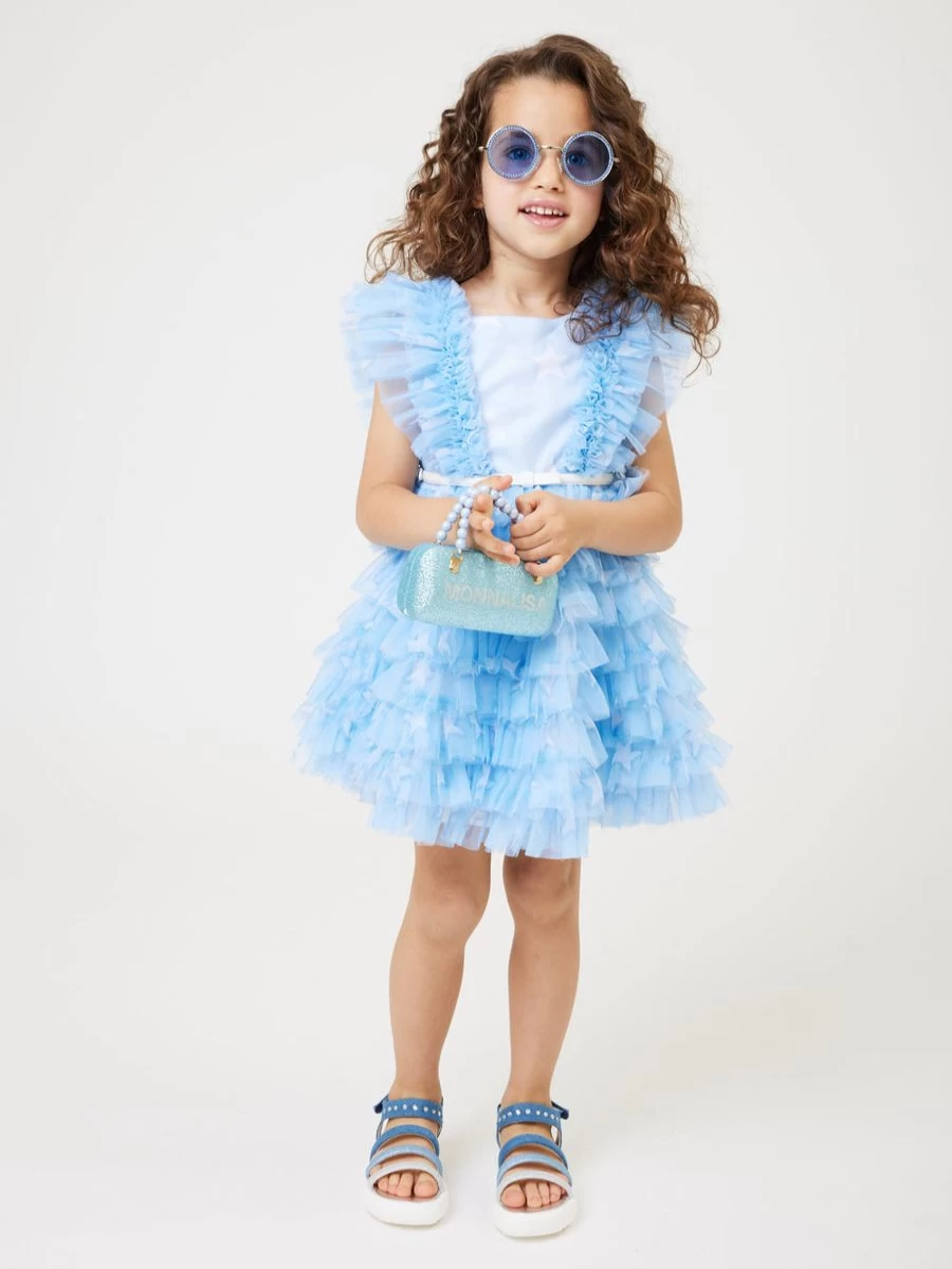 Monnalisa Girls Blue Rhinestone Sunglasses for Kids Stylish Sparkly Shades