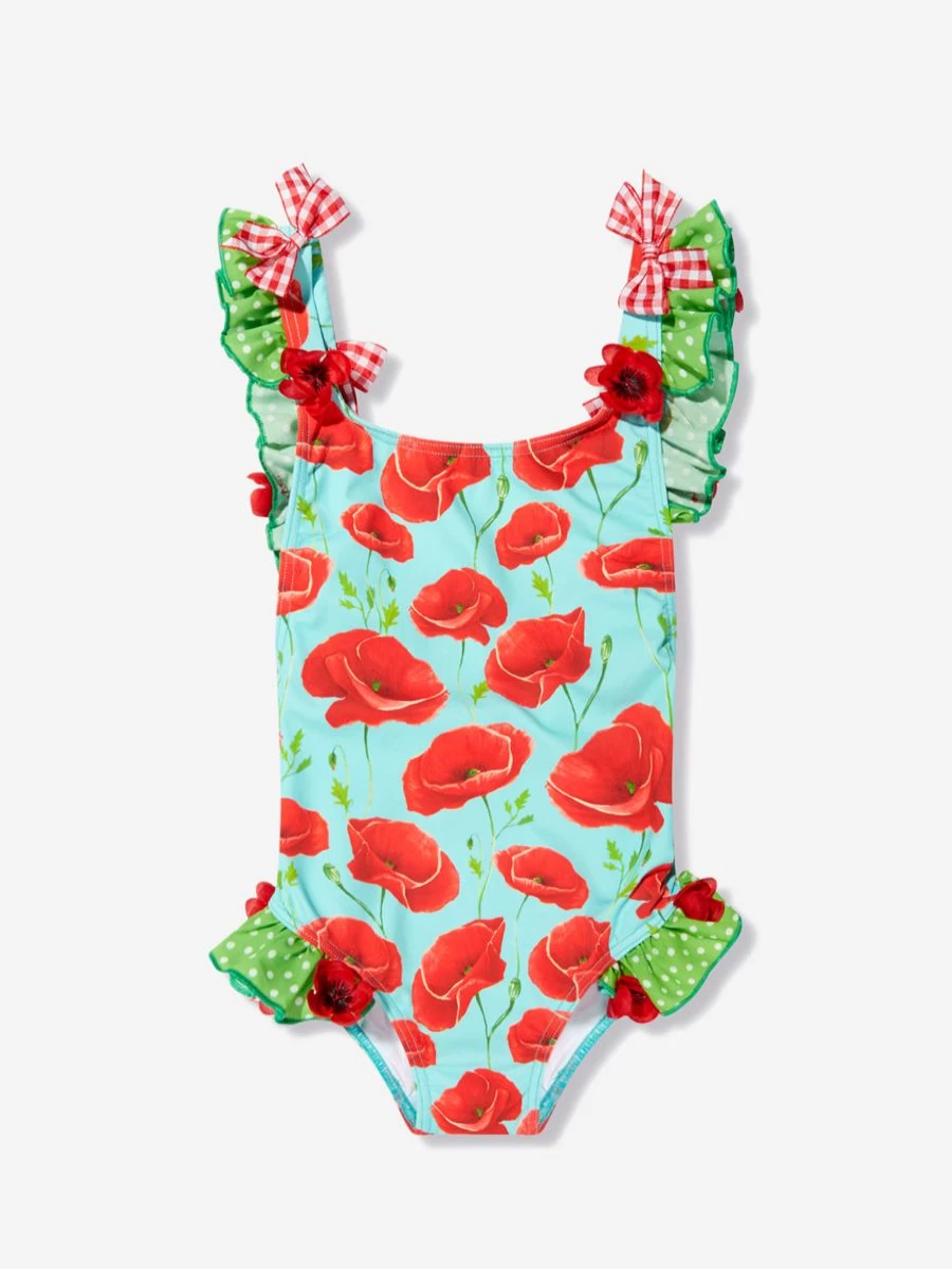 Selini Action Baby Girls Turquoise Poppy Swimsuit for Toddlers