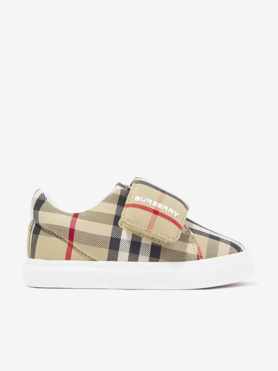 Burberry Kids Boys' Baby James Trainers in Archive Beige Check Sneakers