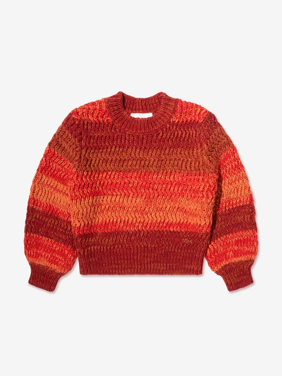 Chloé Girls Crimson Gradient Knitted Jumper Sweater