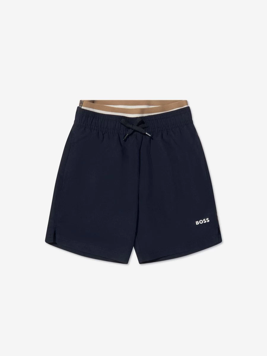 BOSS Boys Navy Logo Swim Shorts | Childsplay Clothing