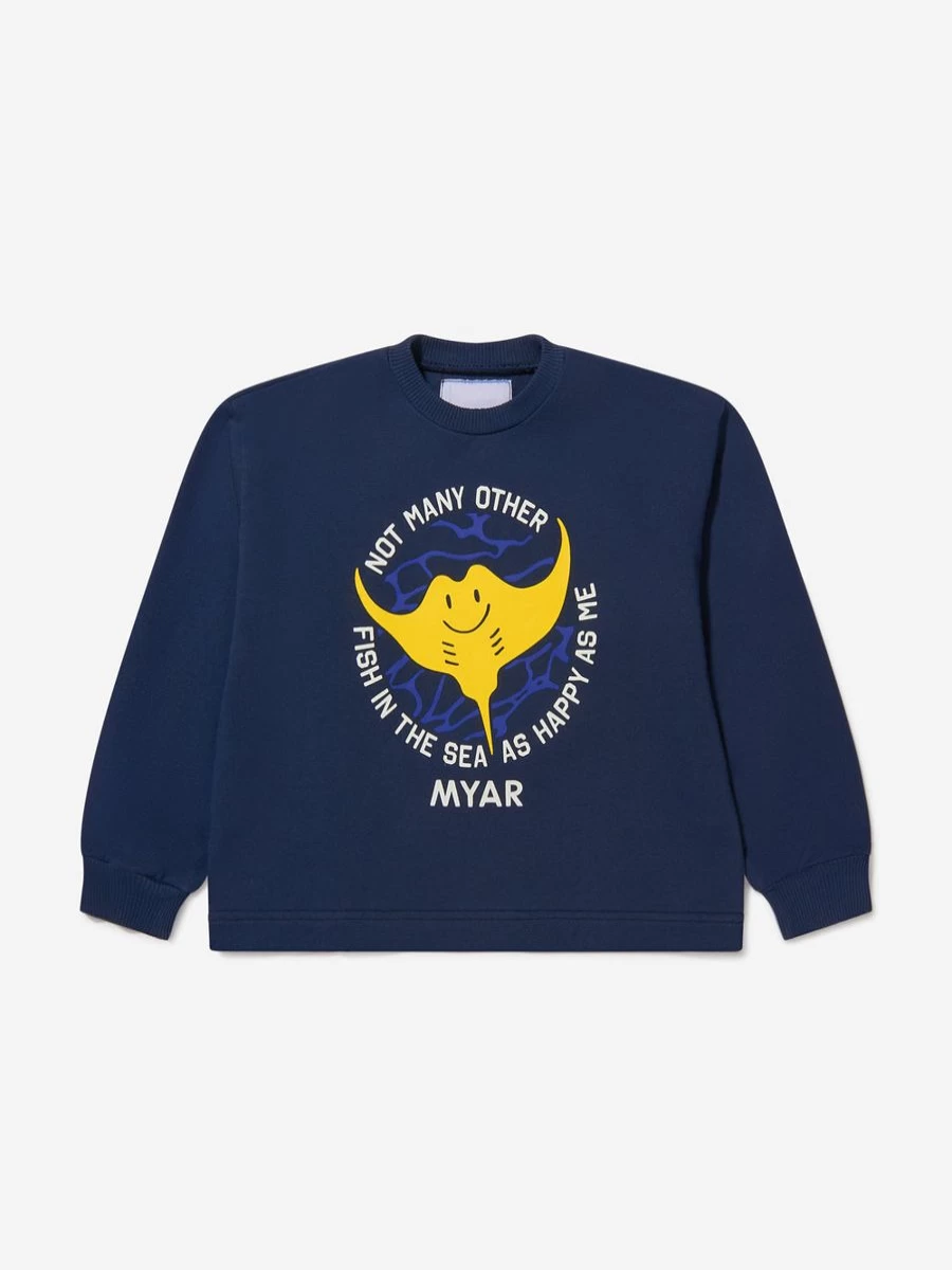 "Myar Boys' Cotton Fish Print Sweatshirt - Comfortable Kids' Pullover with Fun Ocean Design"