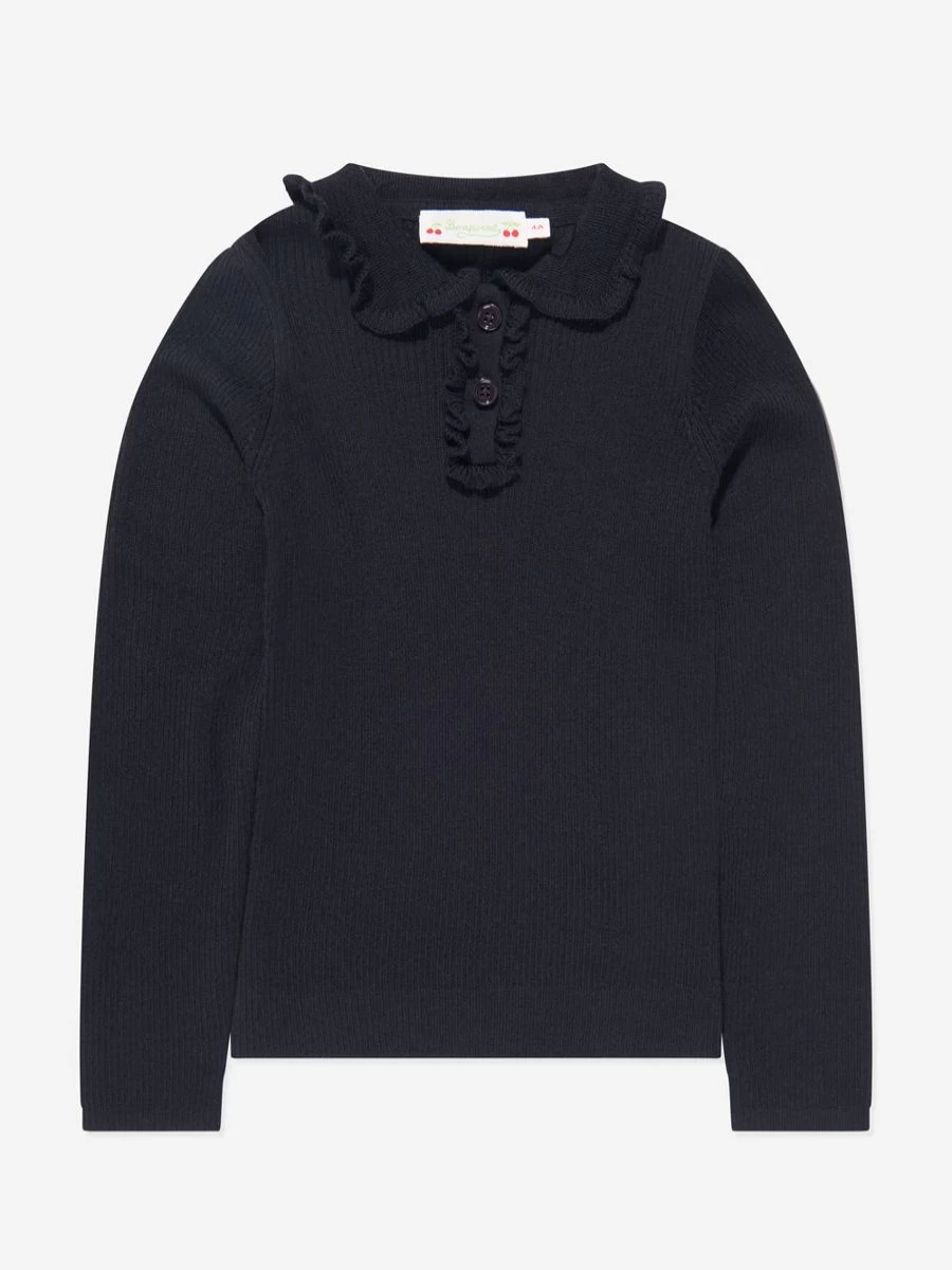 Bonpoint Girls Navy Wool Tiara Polo Jumper for Girls