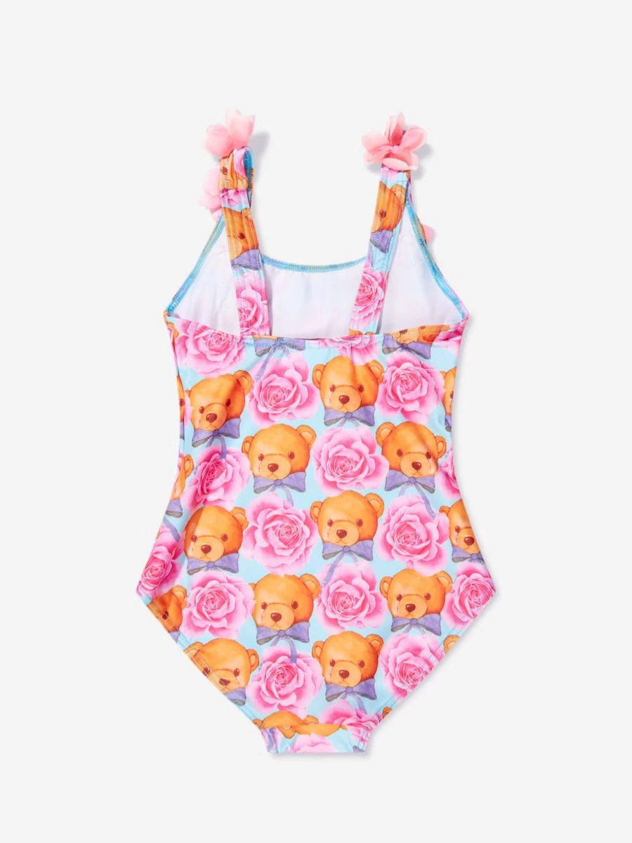"Selini Action Baby Girls Blue Teddy & Rose Print Swimsuit"