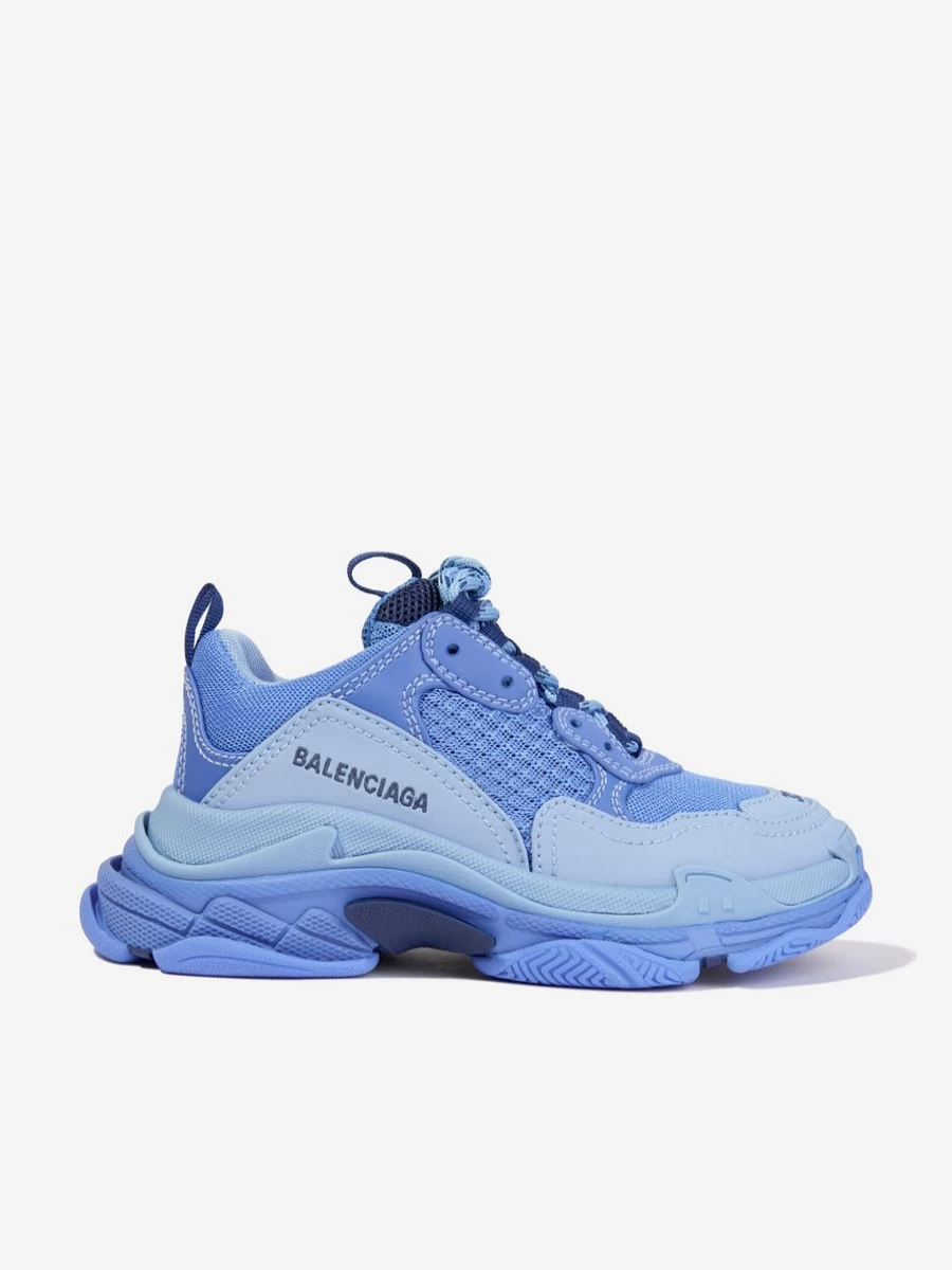 Balenciaga Kids Triple S Sneakers for Boys - Blue Athletic Training Shoes