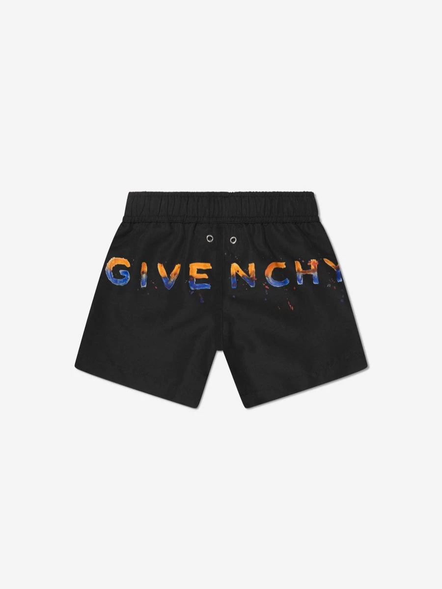 Givenchy Boys' Black Paint Effect Logo Swim Shorts for Kids