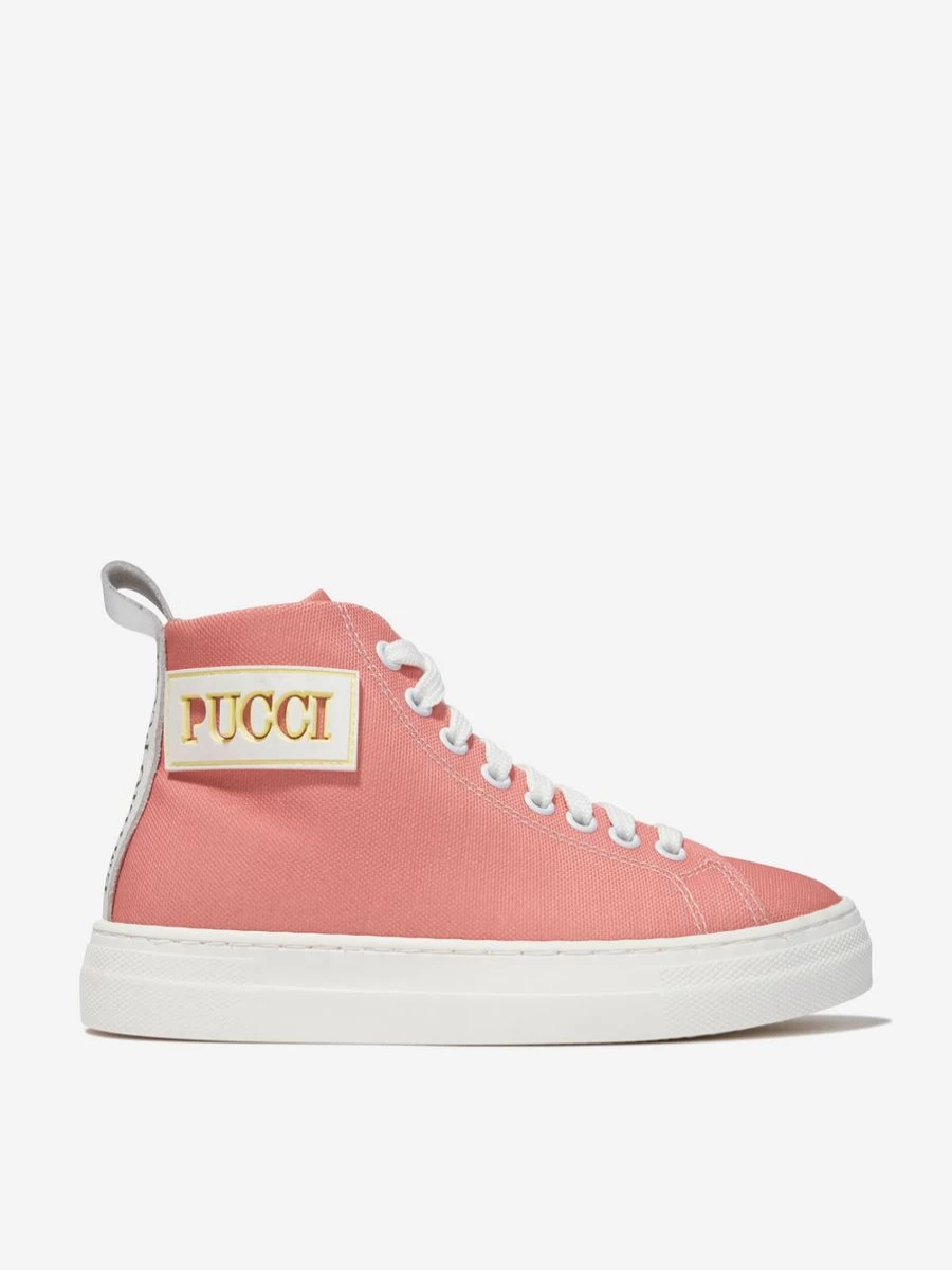 Emilio Pucci Teen Girls Logo High Top Sneakers | Fashion Designer Trainers for Teens