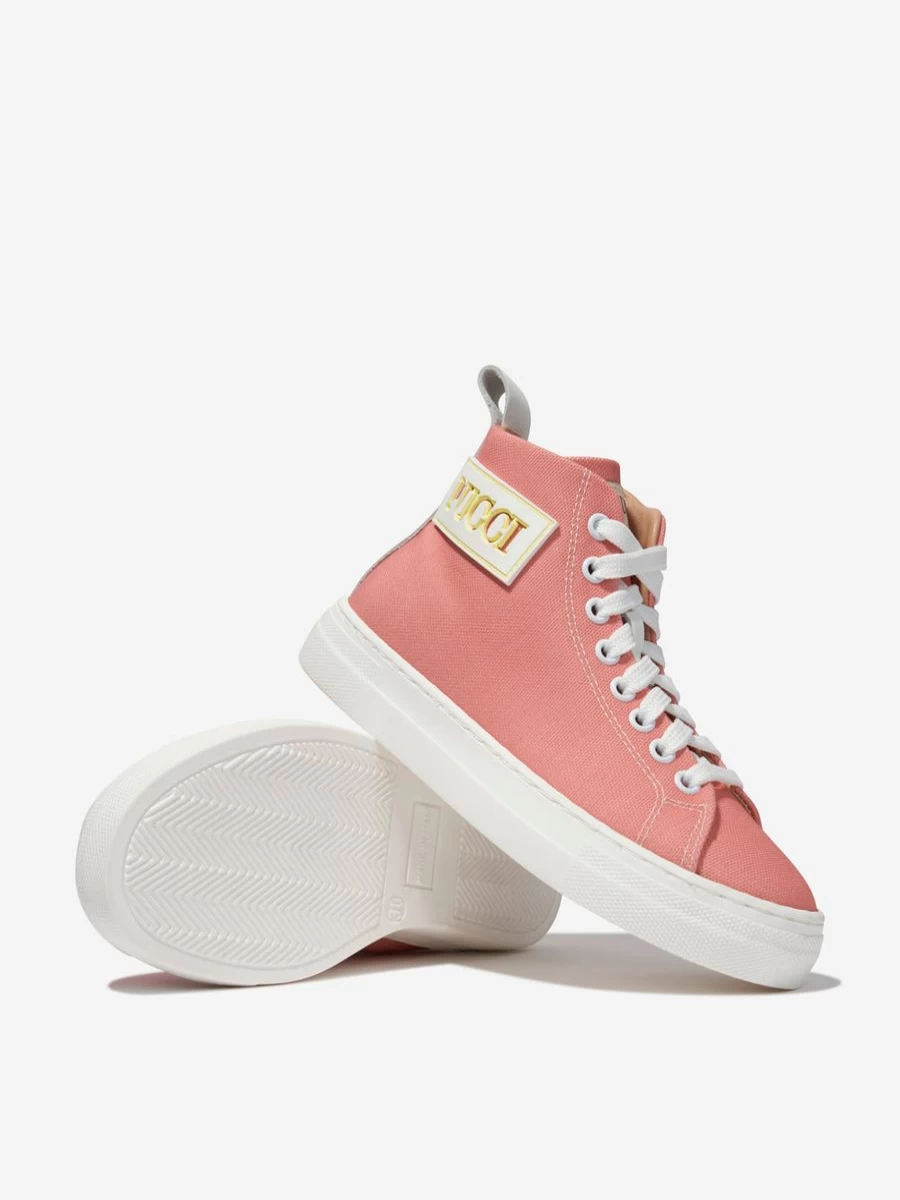 Emilio Pucci Teen Girls Logo High Top Sneakers | Fashion Designer Trainers for Teens