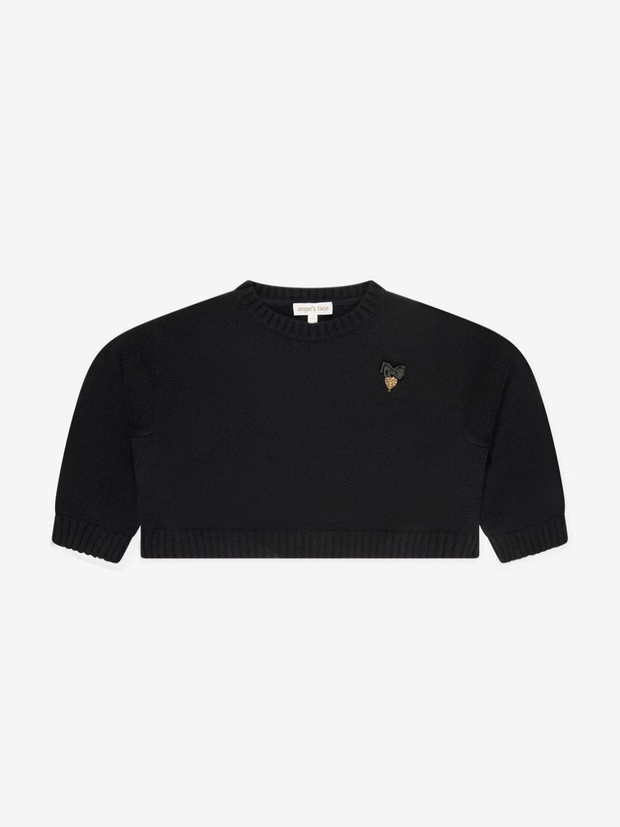 "Angels Face Girls' Roberta Black Cropped Zebra Jumper with Wings"