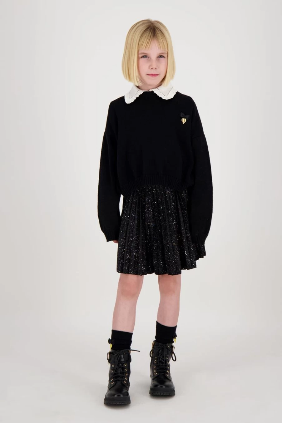 "Angels Face Girls' Roberta Black Cropped Zebra Jumper with Wings"