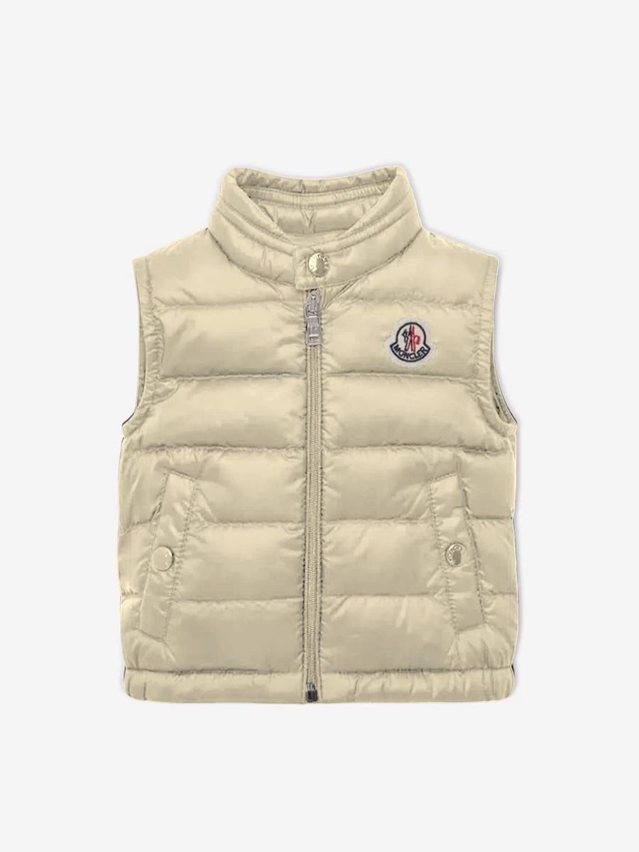 Moncler Enfant Baby Down Padded Vest in Beige - Warm Amaury Gilet for Infants