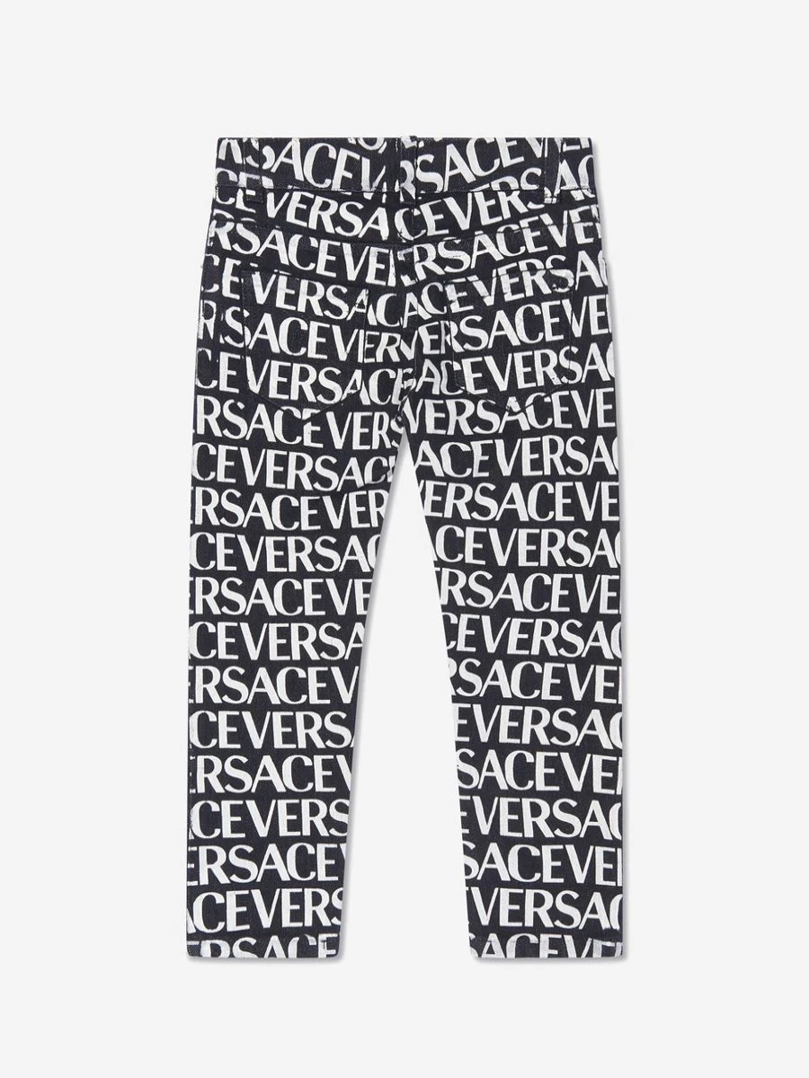 Versace Girls' Denim Jeans with Logo Detail for Fashionable Kids