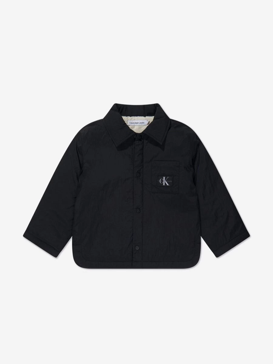 Calvin Klein Jeans Boys' Black Padded Coach Jacket for Baby