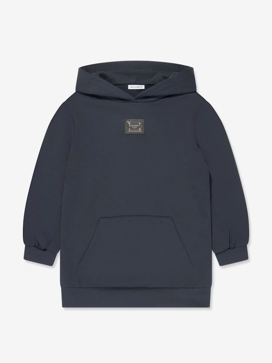 Dolce & Gabbana Kids Grey Hooded Sweater Dress for Girls