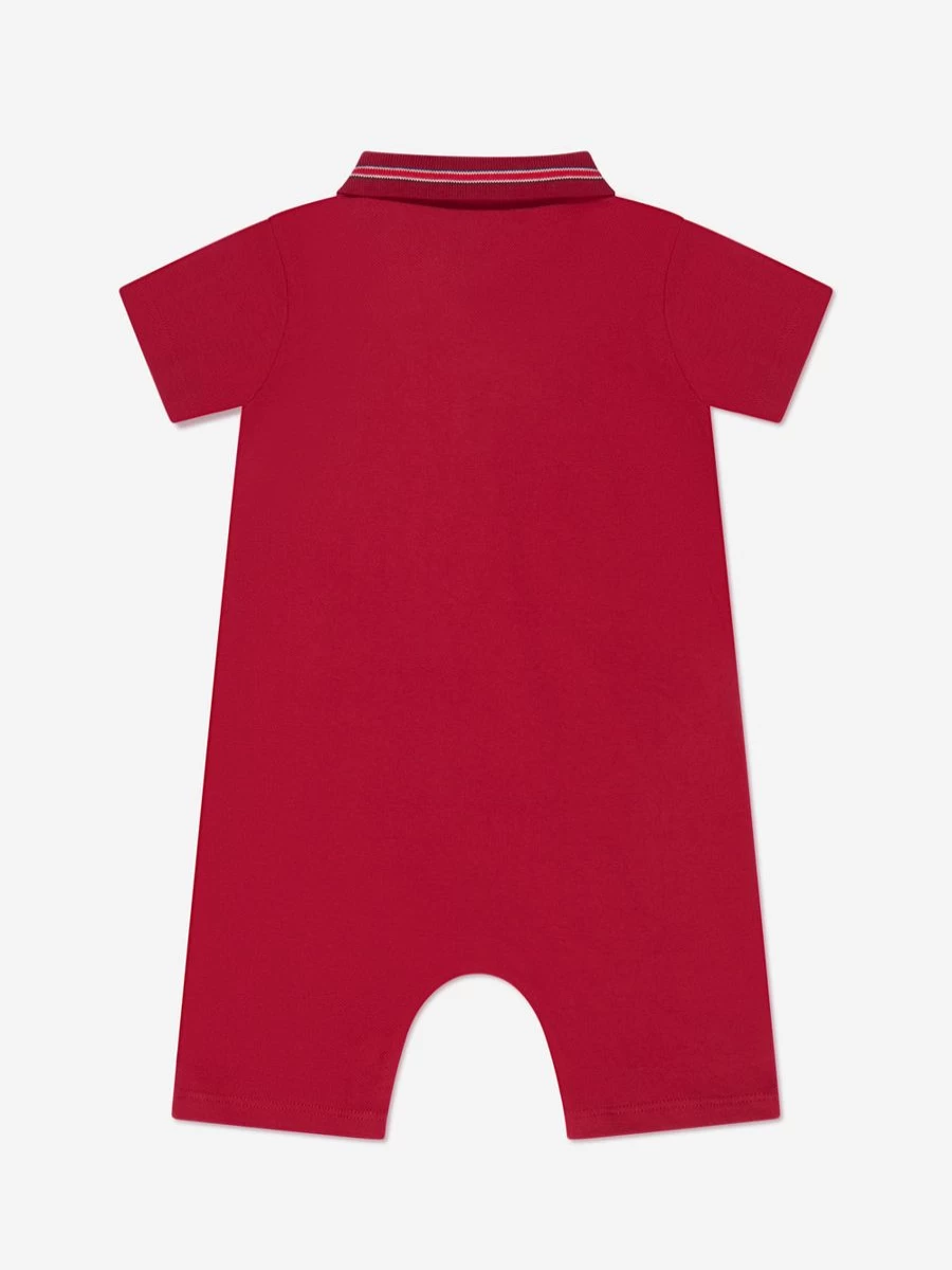 Moncler Enfant Baby Boys Red Polo Romper - Classic Cotton Outfit for Infant & Toddler Boys