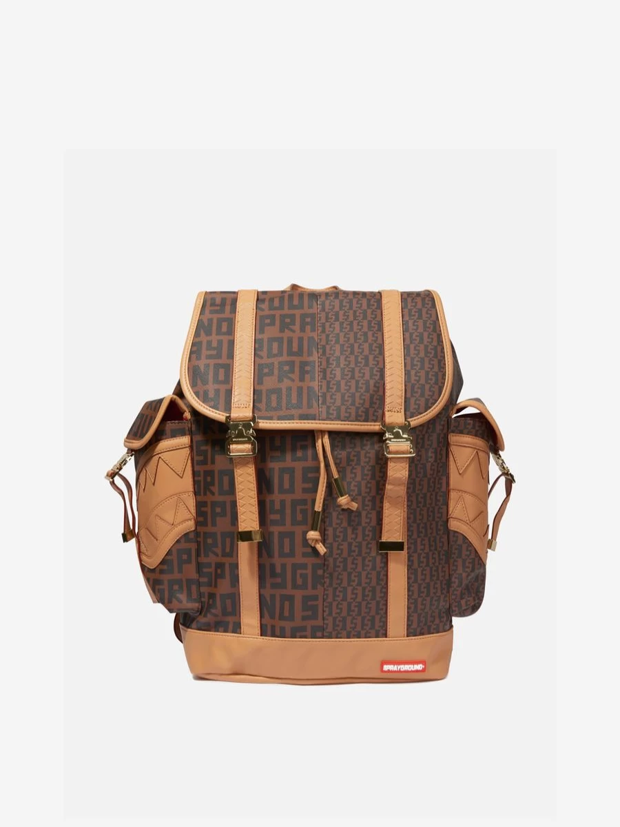 Sprayground Girls Monte Carlo Infiniti Check Brown Backpack for Kids