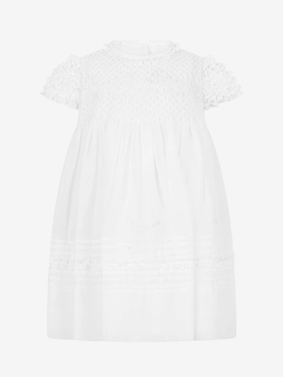 Sarah Louise Ivory Baby Girl Dress with Matching Bonnet - Elegant Outfit for Infants