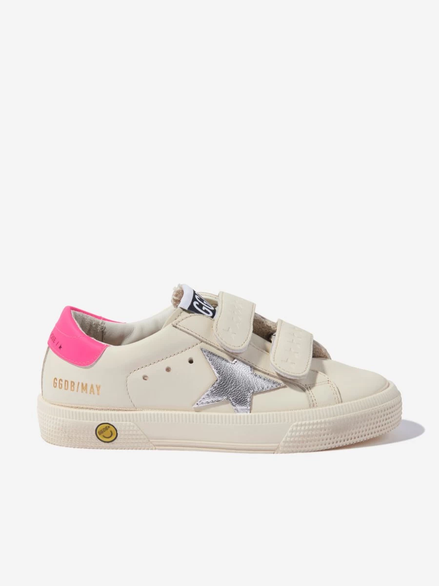 Golden Goose Kids Ivory Leather May School Sneakers for Girls