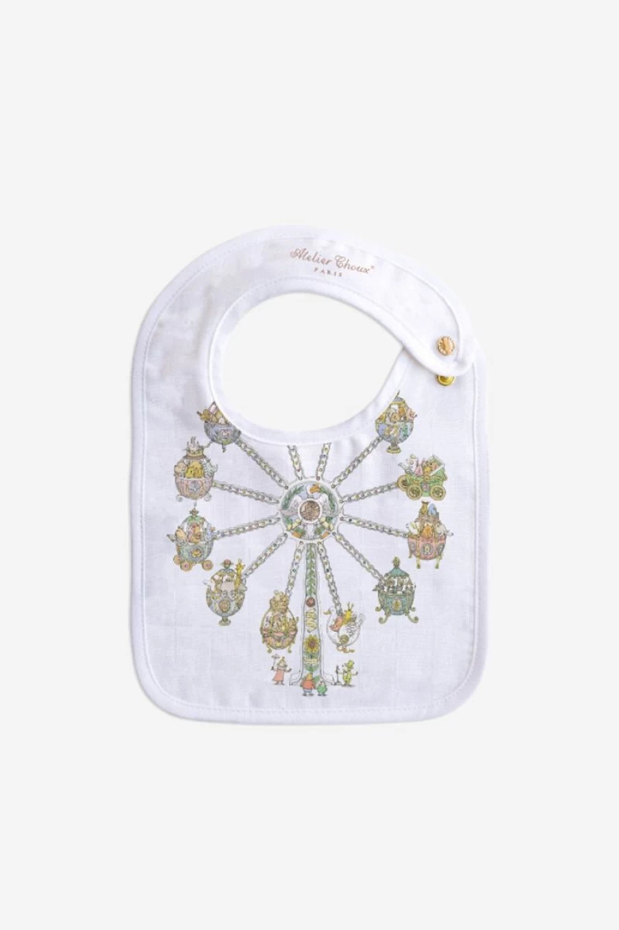 Atelier Choux Baby Bib - Soft Organic Cotton Ferris Wheel Design for Infants
