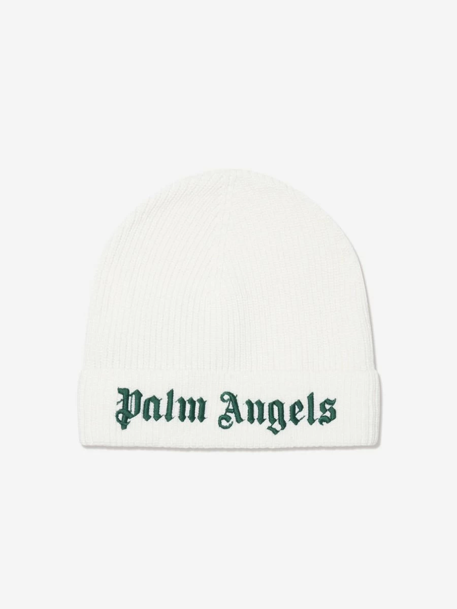 Palm Angels Teen Boys White Logo Beanie Hat