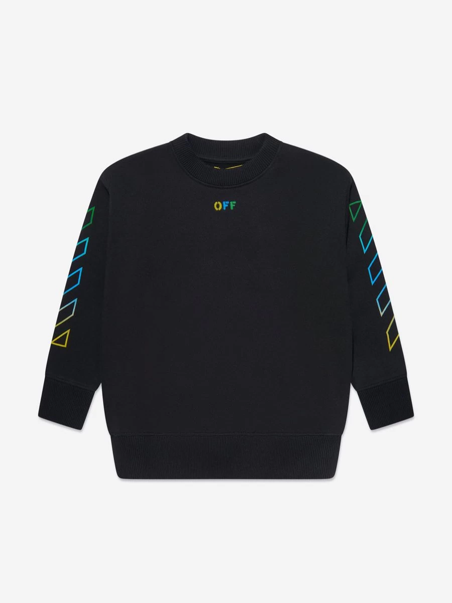 Off-White Teen Rainbow Arrow Graphic Black Sweatshirt for Kids