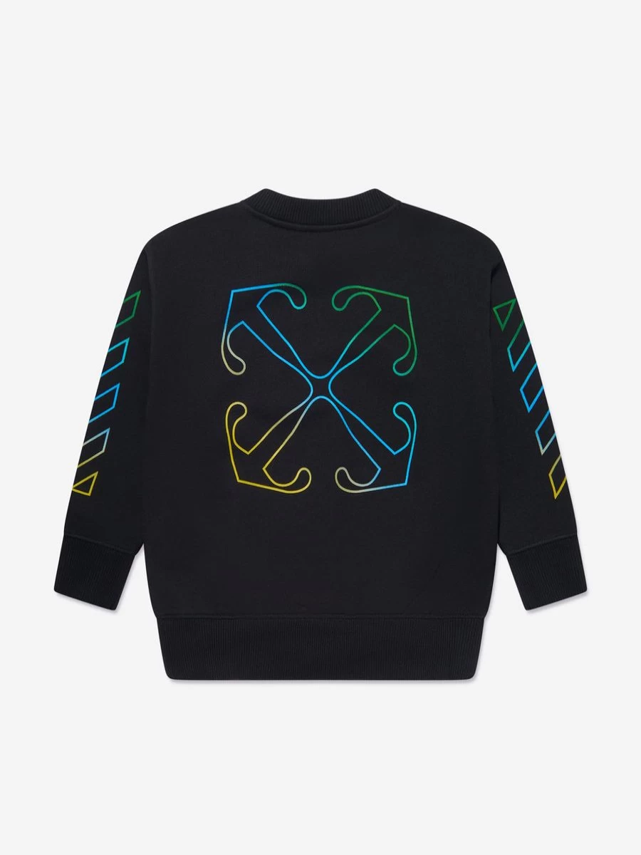 Off-White Teen Rainbow Arrow Graphic Black Sweatshirt for Kids