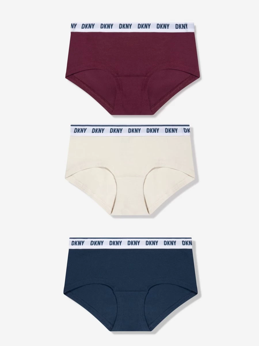 DKNY Girls 3-Pack Red Hipster Underwear Set | Soft Cotton Panties for Teens & Kids