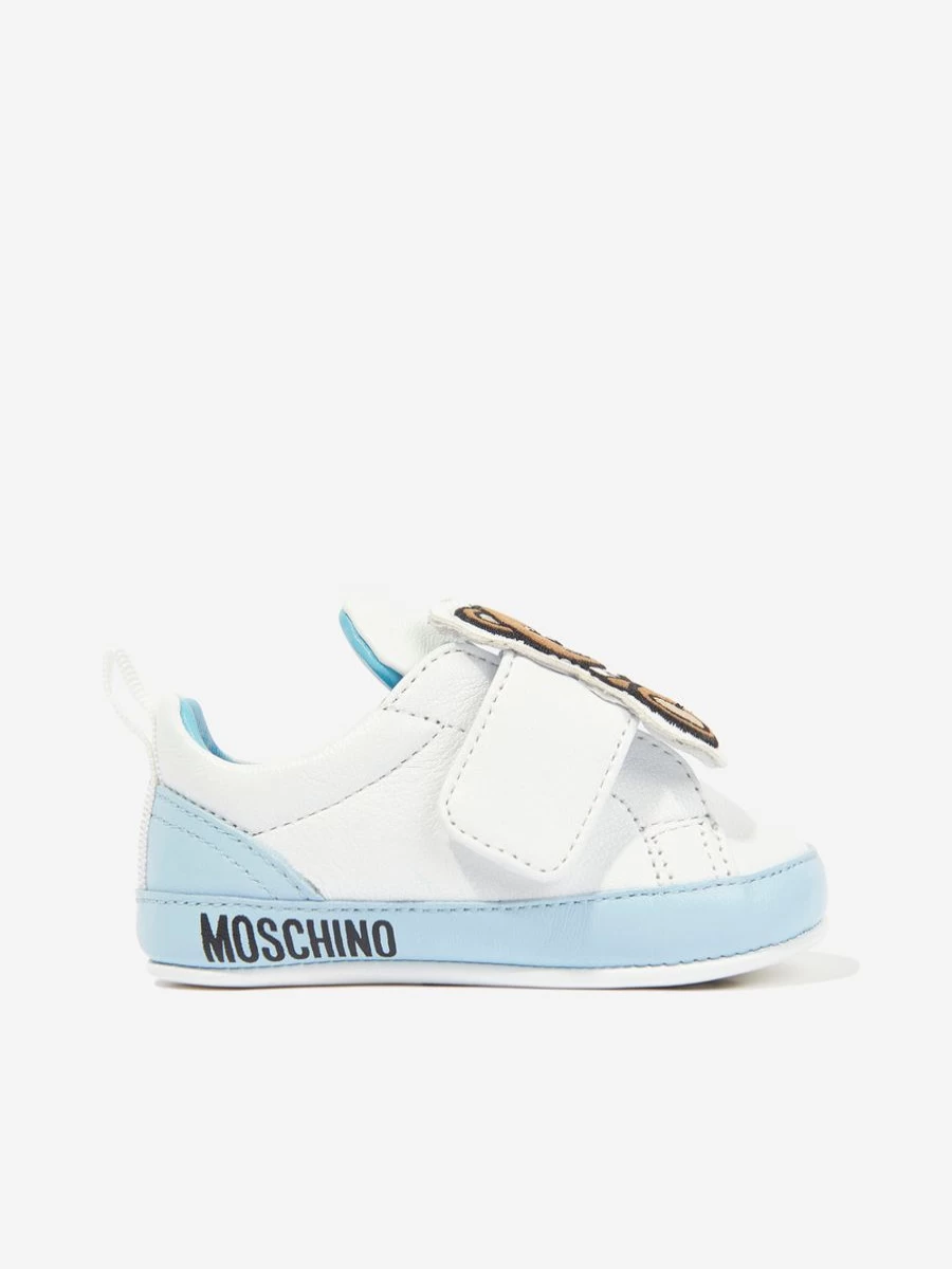 Moschino Kids Baby Boys White Leather Pre-Walker Shoes First Walking Trainers