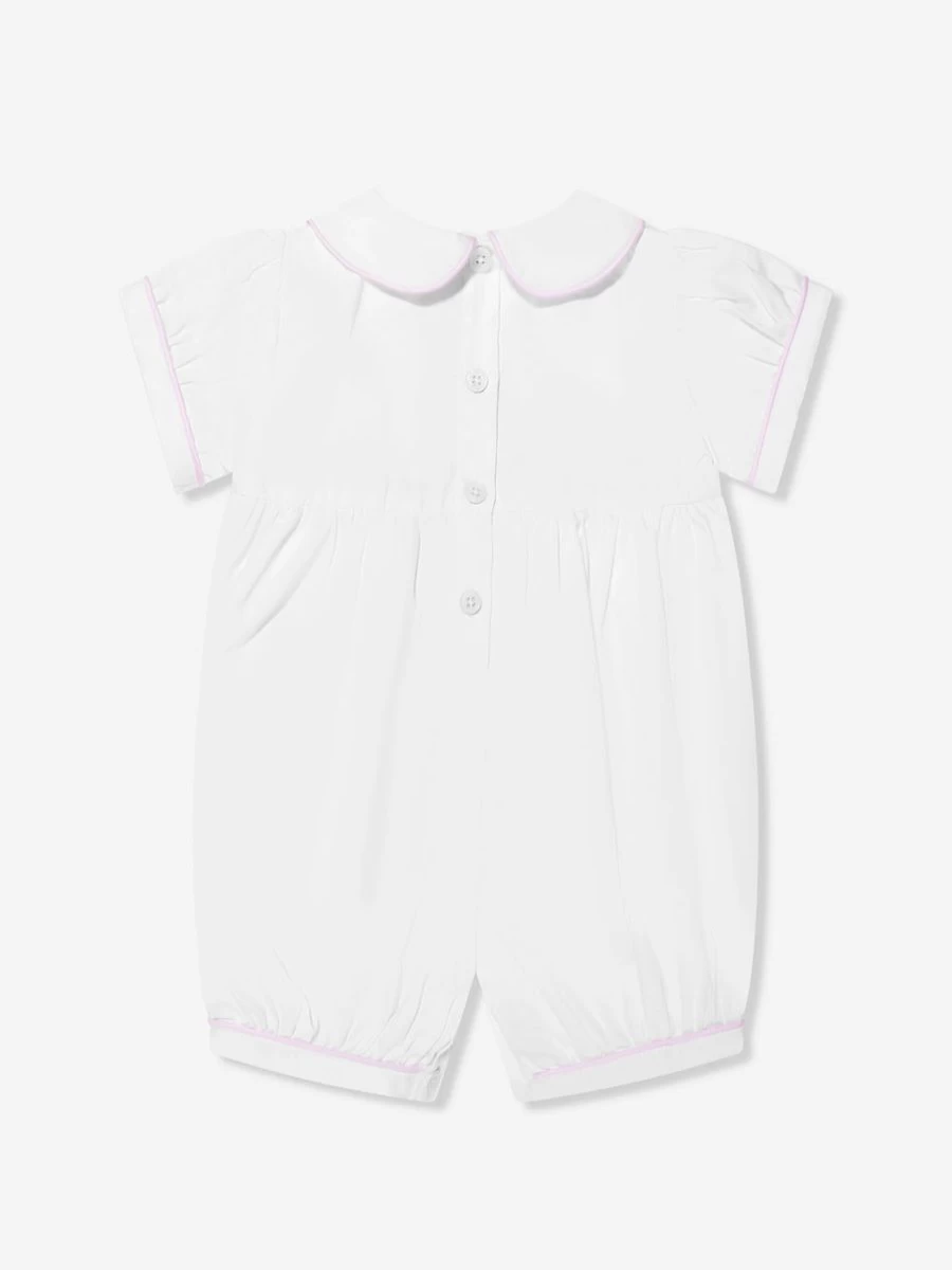 Rachel Riley Ivory Embroidered Princess Crown Romper for Baby Girls