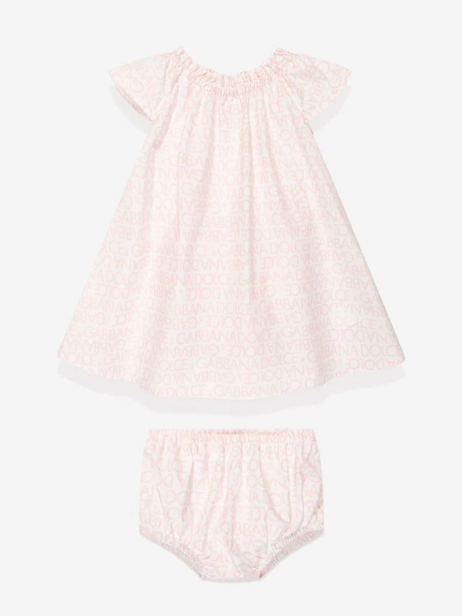 Dolce & Gabbana Kids Baby Girl Pink Logomania Dress