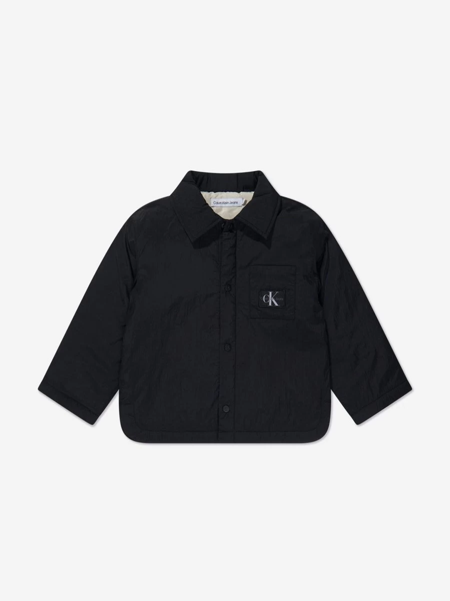 Calvin Klein Jeans Girls Black Baby Padded Coach Jacket for Toddlers