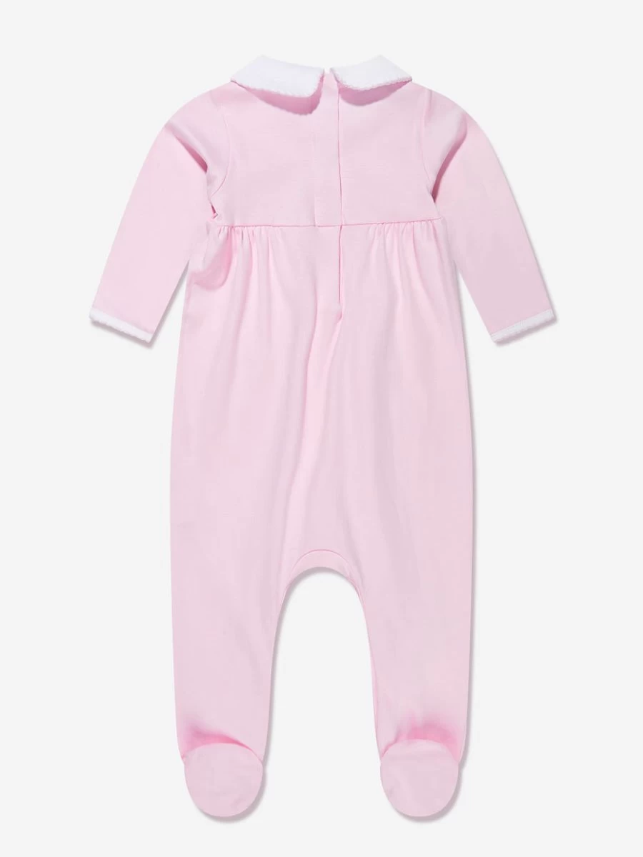 Magnolia Baby Girls Pink Gingerbread Print Collared Babygrow - Sweet Holiday Outfit