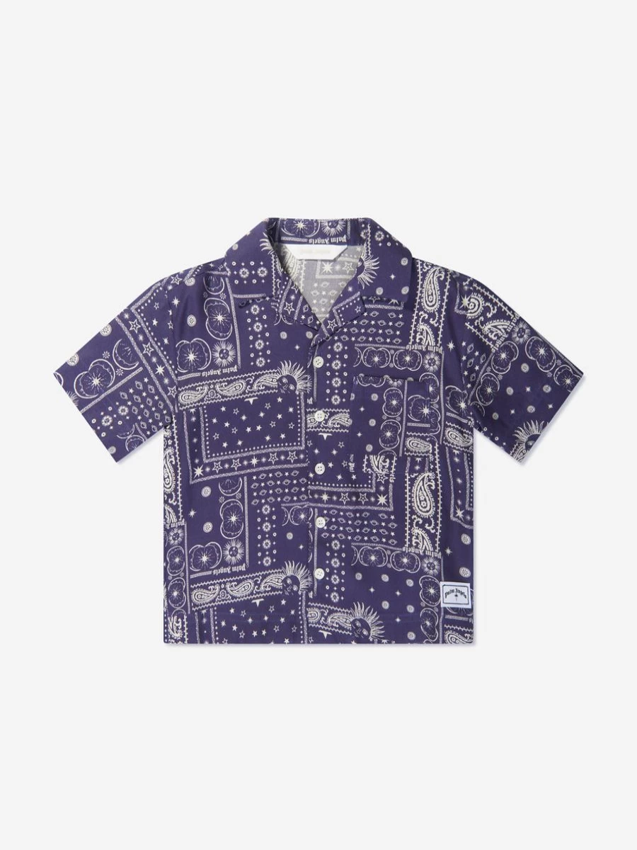 Palm Angels Teen Boys Navy Astrology Printed Shirt
