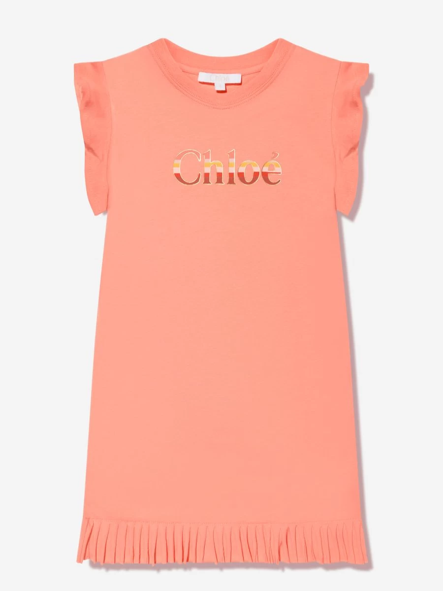 Chloé Girls Organic Cotton Peach Jersey Dress | Childsplay Clothing