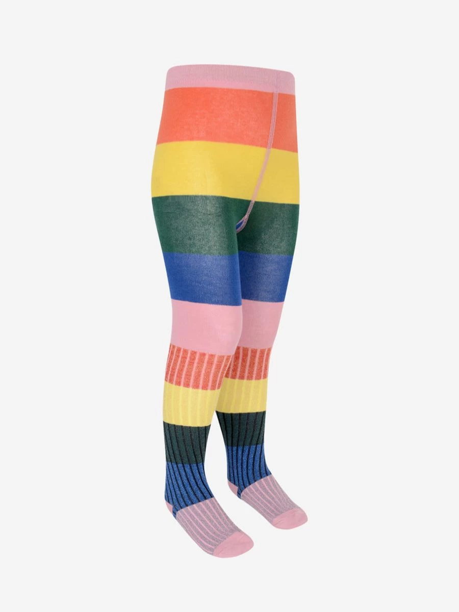 Molo Girls' Winter Rainbow Tights - Colorful Warm Knitted Tights for Kids